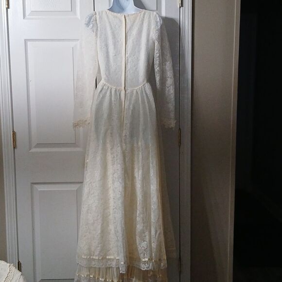 Gunne Sax 70's Romantic Renaissance Bridal sweetheart neckline Cream Sz 7 - Picture 8 of 12